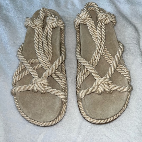 ULLA JOHNSON Suri Twisted Rope Flat Sandal in Natural cream size 37.5 7.5 NWOT - Picture 6 of 9